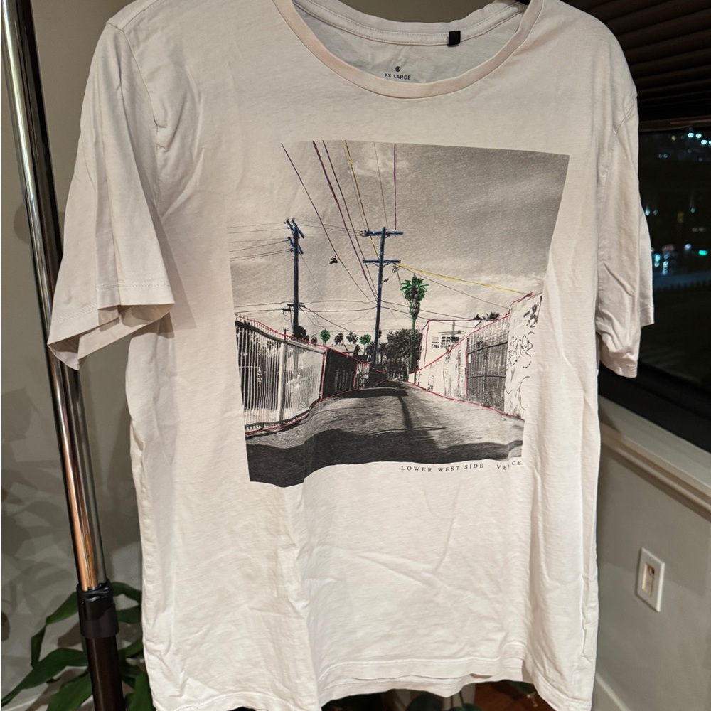 Vintage Cream Short Sleeve Tee with Urban Graphic